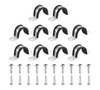 sourcing map 10 abrazaderas de cable de 27 mm, acero inoxidable 304 con revestimiento de goma, abrazaderas de cable aisladas, correa de tubo con tornillos autorroscantes para instalación de cables de