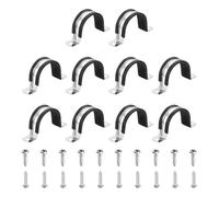 sourcing map 10 abrazaderas de cable de 42 mm, acero inoxidable 304 con revestimiento de goma, abrazaderas de cable aisladas, correa de tubo con tornillos autorroscantes para instalación de cables de