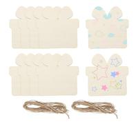 sourcing map 10 adornos y cuerda de regalo de madera de 7 pulgadas, pintura en blanco sin terminar, recortes de regalo para manualidades, decoraciones colgantes, Halloween, Navidad, cumpleaños