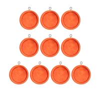 sourcing map 10 bandejas para colgantes, base redonda de madera de 25 mm, marco en blanco, biseles para hacer joyas, manualidades, fotos, rojo y marrón