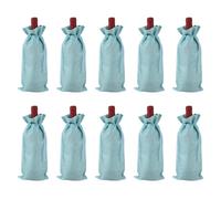 sourcing map 10 bolsas de vino de arpillera, bolsas de regalo para botellas de vino con cordones, fundas para botellas de licor para bodas, Navidad, cumpleaños, fiestas, regalos, color azul lago