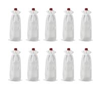 sourcing map 10 bolsas de vino de arpillera, bolsas de regalo para botellas de vino con cordones, fundas para botellas de licor para bodas, Navidad, cumpleaños, fiestas, color blanco