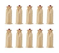sourcing map 10 bolsas de vino de arpillera, bolsas de regalo para botellas de vino con cordones, fundas para botellas de licor para bodas, Navidad, cumpleaños, fiestas, color amarillo