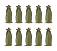 sourcing map 10 bolsas de vino de arpillera, bolsas de regalo para botellas de vino con cordones, fundas para botellas de licor para bodas, Navidad, cumpleaños, fiestas, color verde