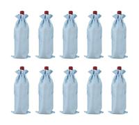 sourcing map 10 bolsas de vino de arpillera, bolsas de regalo para botellas de vino con cordones, fundas para botellas de licor para bodas, Navidad, cumpleaños, fiestas, color azul cielo