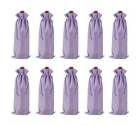 sourcing map 10 bolsas de vino de arpillera, bolsas de regalo para botellas de vino con cordones, fundas para botellas de licor para bodas, Navidad, cumpleaños, fiestas, color morado claro