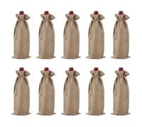 sourcing map 10 bolsas de vino de arpillera, bolsas de regalo para botellas de vino con cordones, fundas para botellas de licor para bodas, Navidad, cumpleaños, fiestas, color marrón