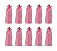 sourcing map 10 bolsas de vino de arpillera, bolsas de regalo para botellas de vino con cordones, fundas para botellas de licor para bodas, Navidad, cumpleaños, fiestas, color rosa