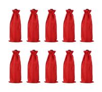 sourcing map 10 bolsas de vino de arpillera, bolsas de regalo para botellas de vino con cordones, fundas para botellas de licor para bodas, Navidad, cumpleaños, fiestas, color rojo