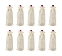 sourcing map 10 bolsas de vino de arpillera, bolsas de regalo para botellas de vino con cordones, fundas para botellas de licor para bodas, Navidad, cumpleaños, fiestas, recuerdos de color beige