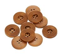 sourcing map 10 botones de costura de 36 L de 23 mm, redondos, planos, de madera, 4 agujeros, botones de repuesto para coser ropa, manualidades hechas a mano, color marrón claro