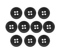 sourcing map 10 botones de costura de resina, 15 mm, 4 agujeros, patrón redondo, botones planos para abrigos, trajes, ropa y manualidades, 2#negro
