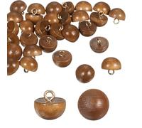 sourcing map 10 botones de madera de 0.59 pulgadas (15 mm) tipo hongo abovedado redondo para costura, accesorios de costura con vástago para camisa Cheongsam vestidos de novia, marrón