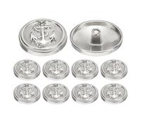 sourcing map 10 botones de metal para blazer, 15 mm, botones decorativos redondos de costura, patrones de estilo náutico para hombres y mujeres, traje de abrigo, chaqueta, uniforme, color plateado