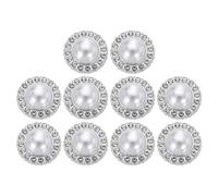 sourcing map 10 botones de perlas de imitación de 28 L de color blanco plateado de 18 mm, botón de costura redondo de plástico, cierre de repuesto para abrigos, ropa, manualidades, decoración #8