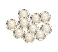 sourcing map 10 botones de perlas de imitación de color blanco dorado de 34 L de 21 mm de diámetro, 0.55 pulgadas de grosor, botón de costura redondo de plástico para abrigos, ropa, estilo A