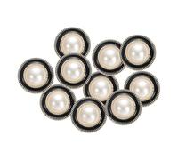 sourcing map 10 botones de perlas de imitación de color dorado y blanco de 40 L, 25 mm, 2,5 cm de diámetro, 1,6 cm de grosor, botón de costura redondo, cierre de repuesto para abrigos, ropa, estilo R