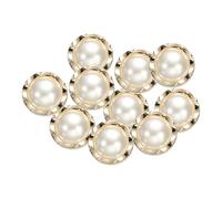 sourcing map 10 botones de perlas de imitación de color dorado y blanco de 40 L, 25 mm, 2,5 cm de diámetro, 1,5 cm de grosor, botón de costura redondo de plástico, cierre de repuesto para abrigos