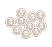 sourcing map 10 botones de perlas de imitación de color dorado y blanco de 40 L, 25 mm, 2,5 cm de diámetro, 1,5 cm de grosor, botón de costura redondo de plástico, cierre de repuesto para abrigos