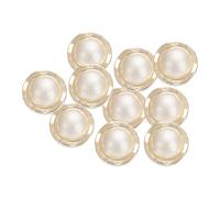 sourcing map 10 botones de perlas de imitación de color dorado y blanco de 40 L, 25 mm, 2,5 cm de diámetro, 1,5 cm de grosor, botón de costura redondo de plástico, cierre de repuesto para abrigos