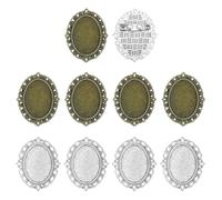 sourcing map 10 broches de cabujón, bandejas ovaladas de aleación de 25 x 18 mm, broches de ajuste vintage para hacer joyas, colgantes, manualidades fotográficas, estilo encaje, plata/bronce