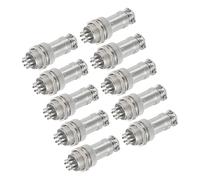 sourcing map 10 conectores de aviación GX16 de 10 pines de 250 V 15 A 16 mm, conector circular de metal con enchufe macho hembra para remolques, drones, equipos industriales, color plateado