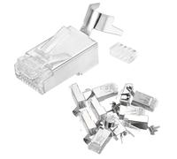 sourcing map 10 conectores de paso CAT7 RJ45, conectores RJ45 STP/FTP 8P8C chapados en oro, plateados con cable transversal para cable Ethernet de 23 AWG