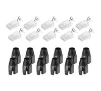 sourcing map 10 conectores de paso CAT8 RJ45, conectores RJ45 STP/FTP 8P8C chapados en oro con 10 botas negras de alivio de tensión y cable transversal para cable Ethernet de 23 AWG