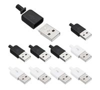 sourcing map 10 conectores USB 2.0 tipo A macho, terminal de soldadura de 4 pines con agujero de cable de 3 mm para kit de reparación de cables, fuente de alimentación, proyectos de microcontrolador