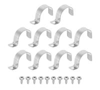 sourcing map 10 correas de tubo de 1.7 pulgadas, abrazadera de tubo de 1 agujero de acero inoxidable 304, abrazadera rígida de conducto en U, resistente con tornillos autorroscantes para instalación