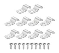 sourcing map 10 correas de tubo de 2/5 pulgadas, abrazadera de tubo de 1 agujero de acero inoxidable 304, abrazadera rígida de conducto en U, resistente con tornillos autorroscantes para instalación