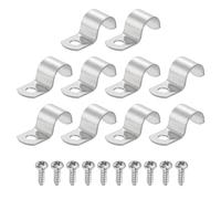 sourcing map 10 correas de tubo de 9/16 pulgadas, abrazadera de tubo de 1 agujero de acero inoxidable 304, abrazadera rígida de conducto en U, resistente con tornillos autorroscantes para instalación