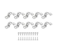 sourcing map 10 correas de tubo rígidas de acero inoxidable 304 de 20 mm (13/16 pulgadas), correa de dos agujeros, abrazadera de conducto de tubo resistente con tornillos autorroscantes para