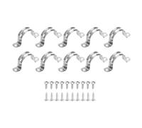 sourcing map 10 correas de tubo rígidas de acero inoxidable 304 de 42 mm, dos agujeros, abrazadera de conducto de tubo resistente con tornillos autorroscantes para instalación de cable de manguera