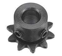 sourcing map 10 Dientes Piñón Tipo B Único Filamento 1/4" Paso, 8mm Calibre Negro Óxido C45 Carbono Acero con 2 Fijación Tornillos para ISO 04C