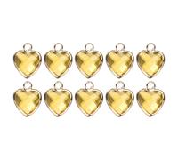 sourcing map 10 dijes de corazón chapados en oro de cristal, colgantes de metal para hacer joyas, pulseras, collares, aretes, accesorios de teléfono, llavero, manualidades, dorado, 13 x 11 mm