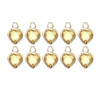 sourcing map 10 dijes de corazón chapados en oro de cristal, colgantes de metal para hacer joyas, pulseras, collares, aretes, accesorios de teléfono, llavero, manualidades, oro, 9 x 7 mm