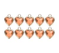 sourcing map 10 dijes de corazón chapados en oro de cristal, colgantes de metal para hacer joyas, pulseras, collares, aretes, accesorios de teléfono, llavero, manualidades, rojo claro, 11 x 9 mm