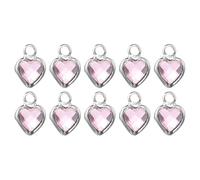 sourcing map 10 dijes de corazón chapados en plata de cristal, colgantes de metal para hacer joyas, pulseras, collares, aretes, accesorios de teléfono, llavero, manualidades, rosa, 9 x 7 mm