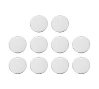 sourcing map 10 etiquetas redondas en blanco de 30 mm de acero inoxidable pulido con agujero para pulseras, manualidades, etiquetado, color plateado