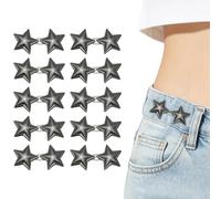 sourcing map 10 juegos de tensor de cintura para pantalones, hebillas de cintura ajustables en forma de estrella, clips sin costura, desmontables, decorativos, para jeans sueltos, color negro metálico