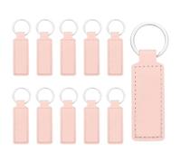 sourcing map 10 llaveros de cuero en blanco rectangulares a granel con grabado láser, kit de llavero de cuero con llaveros para suministros de bricolaje regalos (rosa, 3.7 x 1.2 pulgadas), rosa