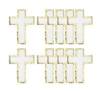sourcing map 10 parches de cruz para coser o planchar, 7,6 x 5,1 cm, parches de cruz bordados con borde dorado para ropa, sombreros, jeans, proyectos de bricolaje, color blanco