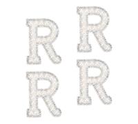 sourcing map 10 parches de letras termoadhesivas con diamantes de imitación de la letra R, apliques del alfabeto, parches de letras inglesas para coser en ropa, sombrero, bolsa, color blanco