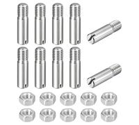 sourcing map 10 pasadores cilíndricos ranurados, M8 x 30 mm, acero inoxidable 304, rosca externa, tornillo ranurado con tuerca para instalación de muebles de gabinete (GB878)