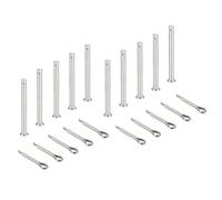 sourcing map 10 pasadores de horquilla M5 x 80 mm, acero inoxidable 304 de un solo agujero, sistema de bloqueo de enganche de cabeza plana con pasadores de aleta para instalación de muebles, remolque