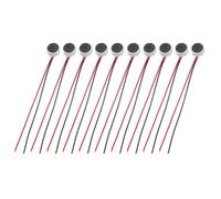 sourcing map 10 pastillas de condensador de micrófono electret, mini condensador electret de 6 mm de diámetro con cables de 40 mm, 60 dB para audio, color negro