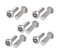 sourcing map M6x20mm 304 Cabeza de botón de acero inoxidable a prueba de manipulaciones de Seguridad Tornillos Torx 10pcs