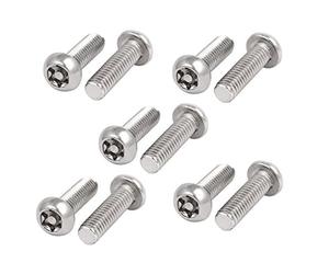 sourcing map 10 Pcs Cabeza de botón a prueba de manipulaciones M6x20mm 304 | Seguridad Tornillos Torx, acero inoxidable