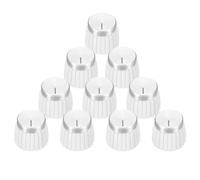 sourcing map 10 perillas de ajuste a presión para potenciómetro de 6 mm de diámetro, perilla de control blanco y plateado para control de tono de volumen, piezas de bajo de guitarra, cromadas